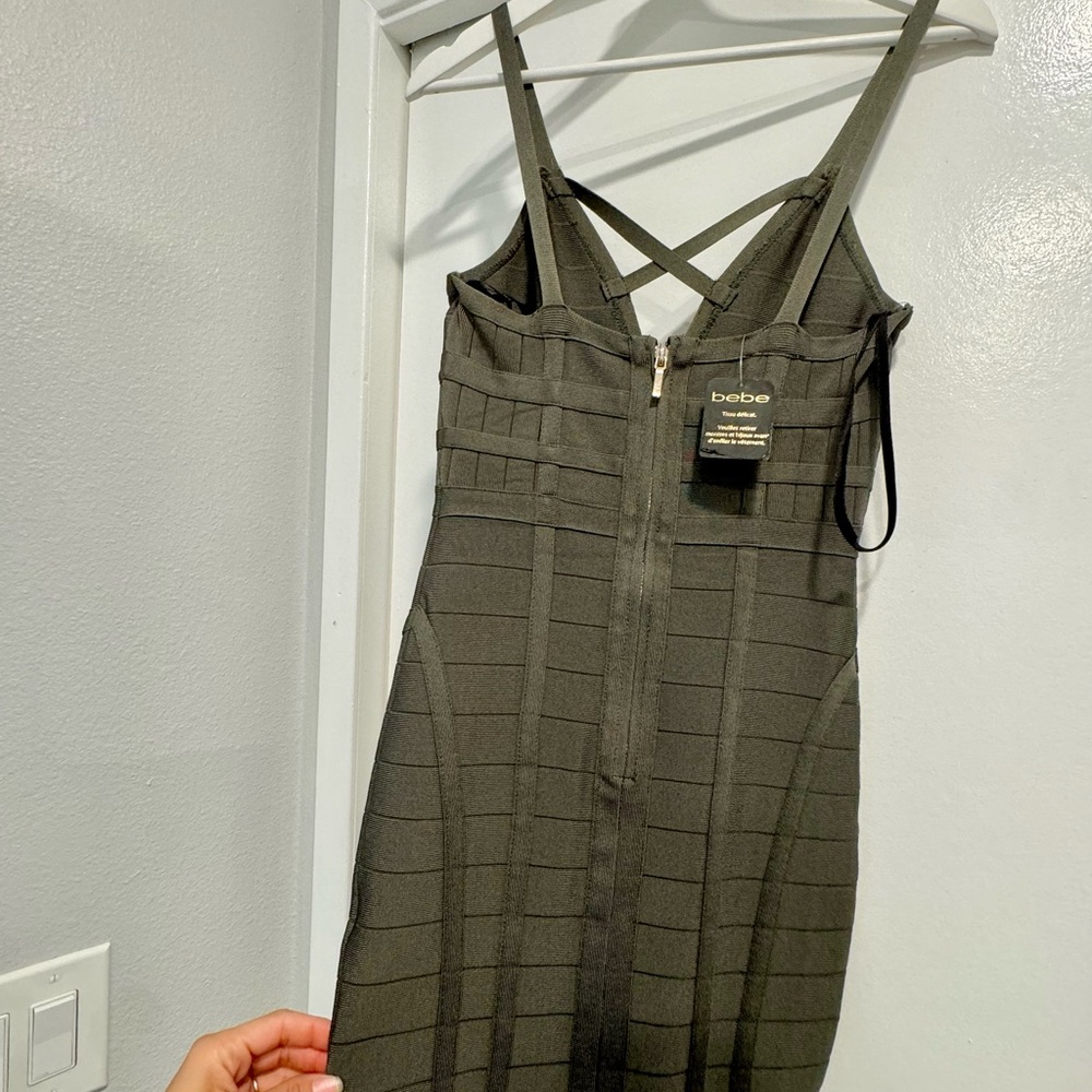 Bebe Dark Green Strapless Dress